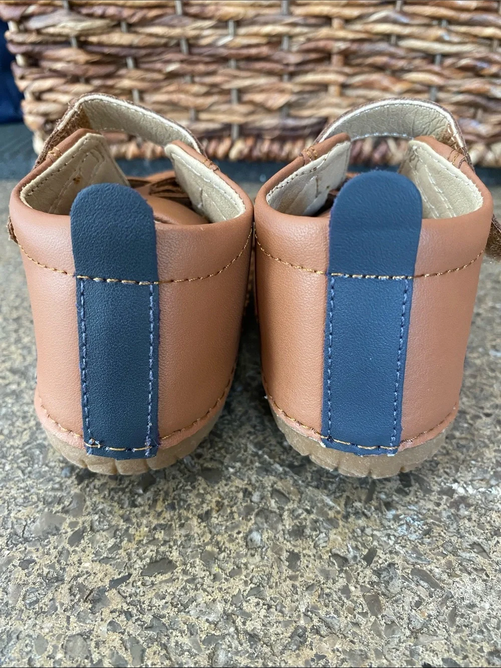 Old Soles Brown Leather Baby Sneakers with Blue Accents